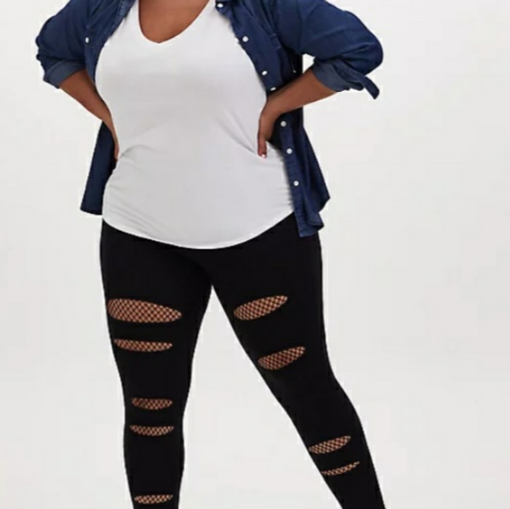 Torrid Premium Legging - Slashed Fishnet Underlay